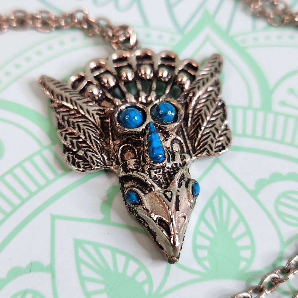 Southwestern Style Bird Pendant Silver-tone